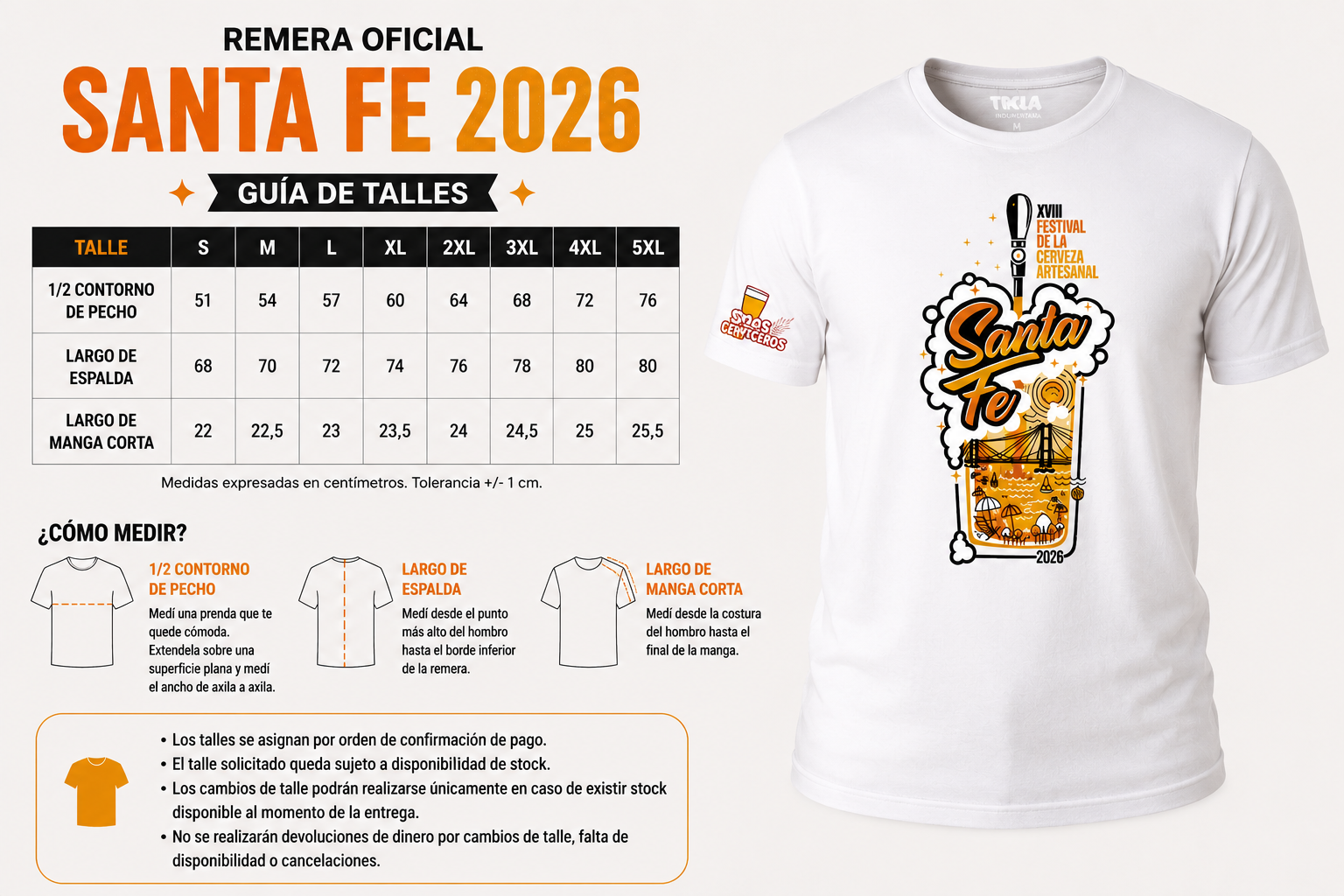 Guía de talles Remera Festival 2026